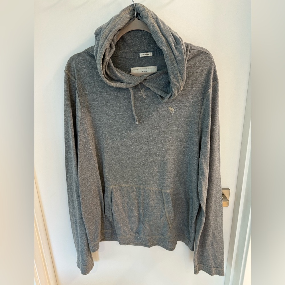 Abercrombie & Fitch Heather Gray Cowl Neck Hoodie Men’s Size L Lightweight